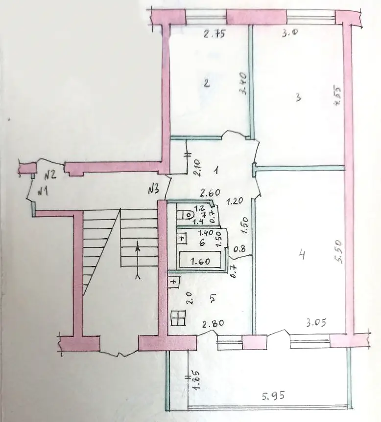 Продается 3-комнатная квартира − 67 м²