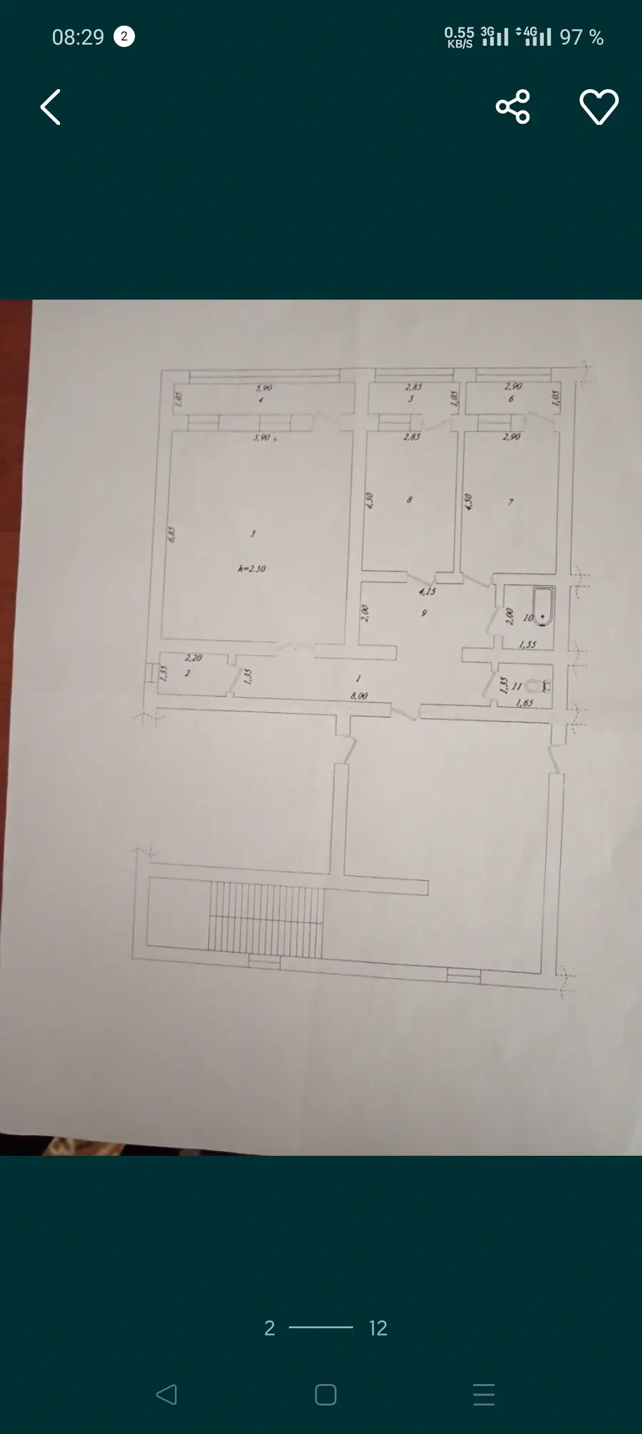 2 xonali kvartira sotiladi − 105.9 m²