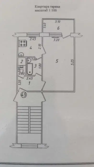 1 xonali kvartira − 33 m², 4/4 qavat