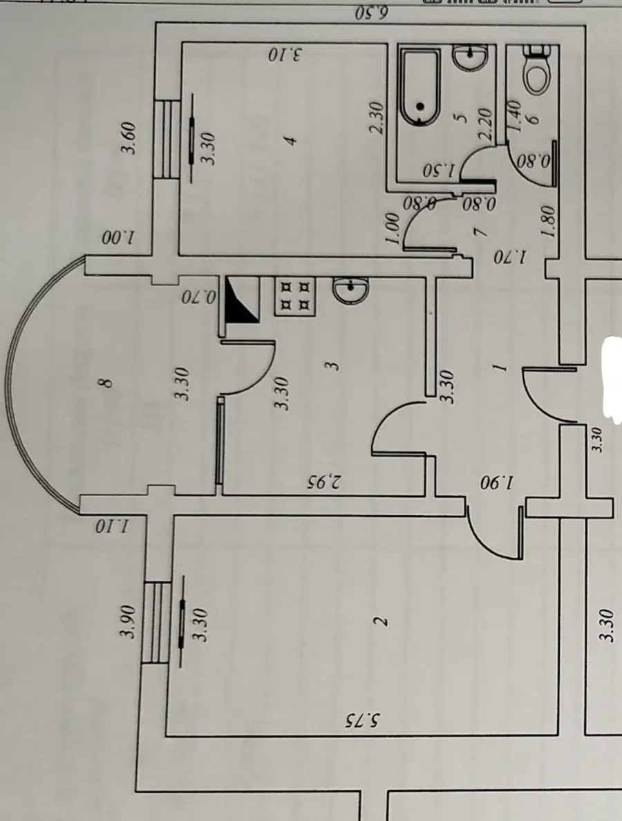 2 xonali kvartira sotiladi − 60 m²