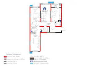3 xonali kvartira sotiladi − 100.22 m²