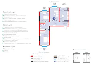 3 xonali kvartira − 75.61 m², 14/14 qavat