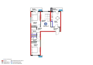 Продается 3-комнатная квартира − 85.35 м²