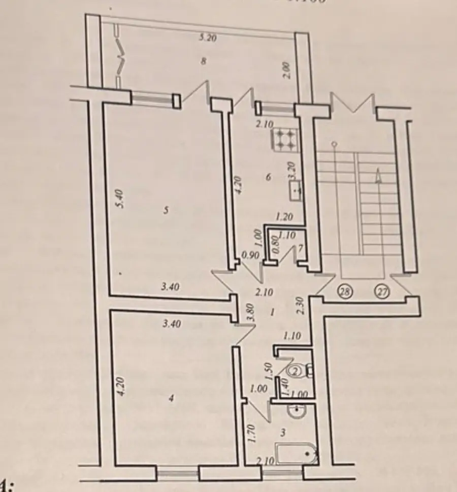 2 xonali kvartira − 63 m², 2/4 qavat