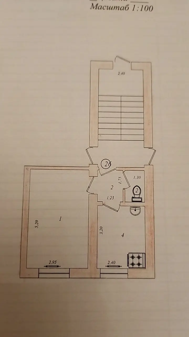 Продается 1-комнатная квартира − 27 м²