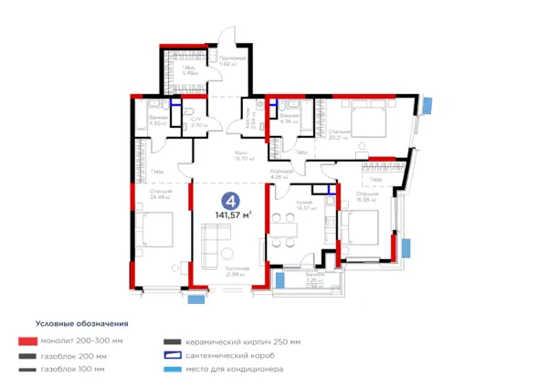 4-комнатная квартира − 143.85 м², 9/15 этаж