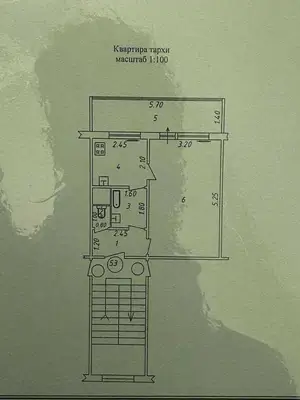 Продается 2-комнатная квартира − 43 м²