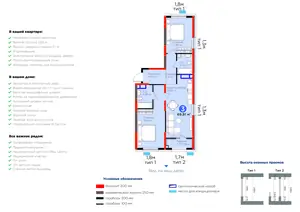 3 xonali kvartira − 71.34 m², 5/9 qavat
