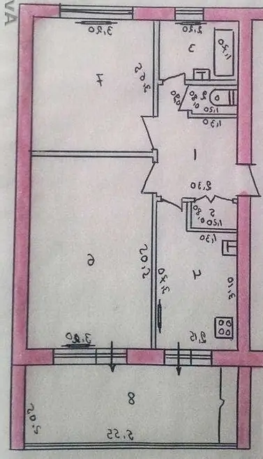 2 xonali kvartira sotiladi − 60 m²