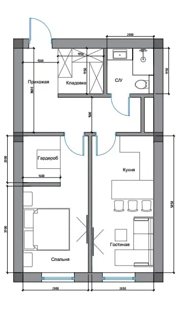 1 xonali kvartira sotiladi − 53.8 m²