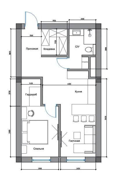 1 xonali kvartira sotiladi − 53.8 m²