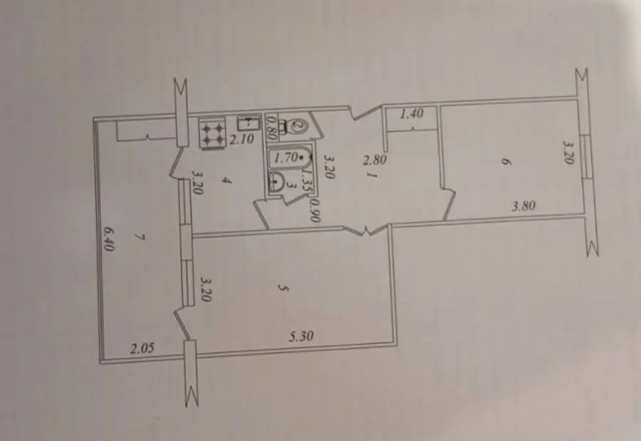 2-комнатная квартира − 62 м², 1/5 этаж