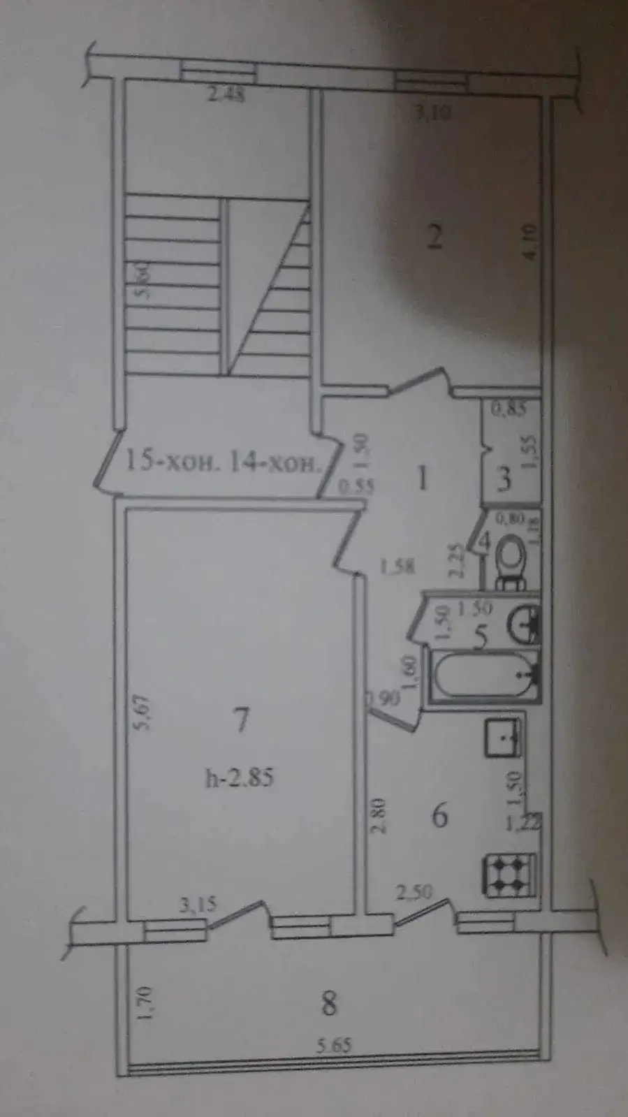 2 xonali kvartira − 56.3 m², 2/4 qavat