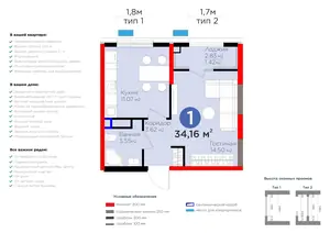 1 xonali kvartira − 35.57 m², 5/9 qavat