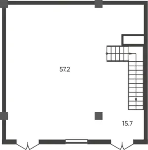 1-комнатная квартира − 57.2 м², 1/9 этаж