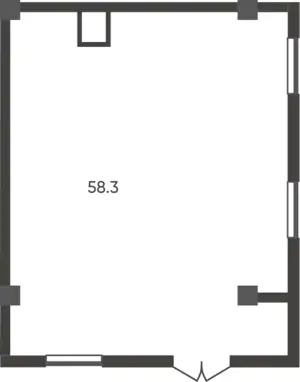 1-комнатная квартира − 58.3 м², 1/9 этаж