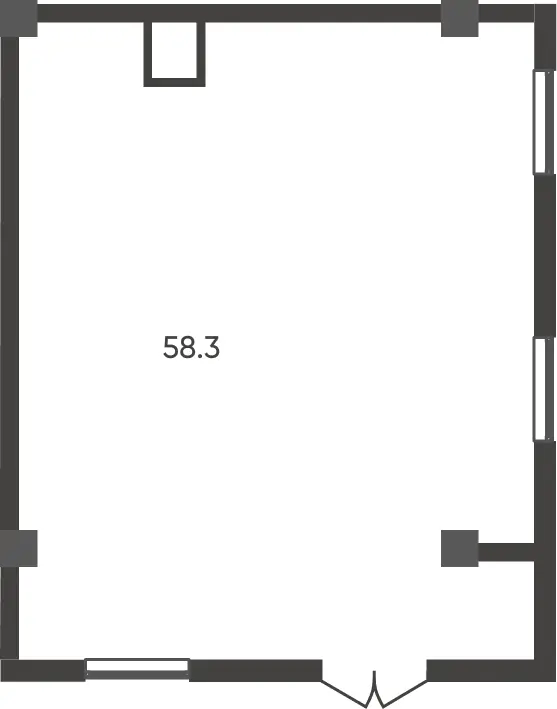 1-комнатная квартира − 58.3 м², 1/9 этаж