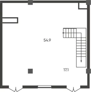 1-комнатная квартира − 54.9 м², 1/9 этаж