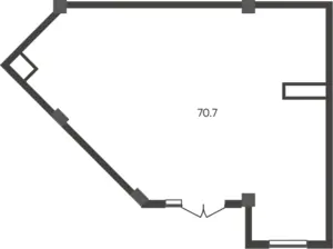 1-комнатная квартира − 70.7 м², 1/9 этаж
