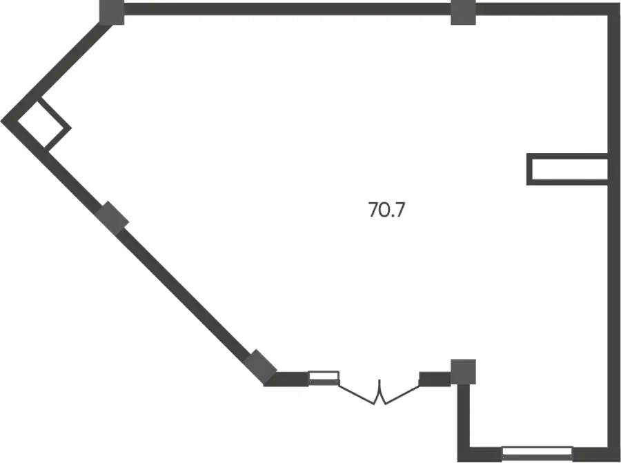 1-комнатная квартира − 70.7 м², 1/9 этаж