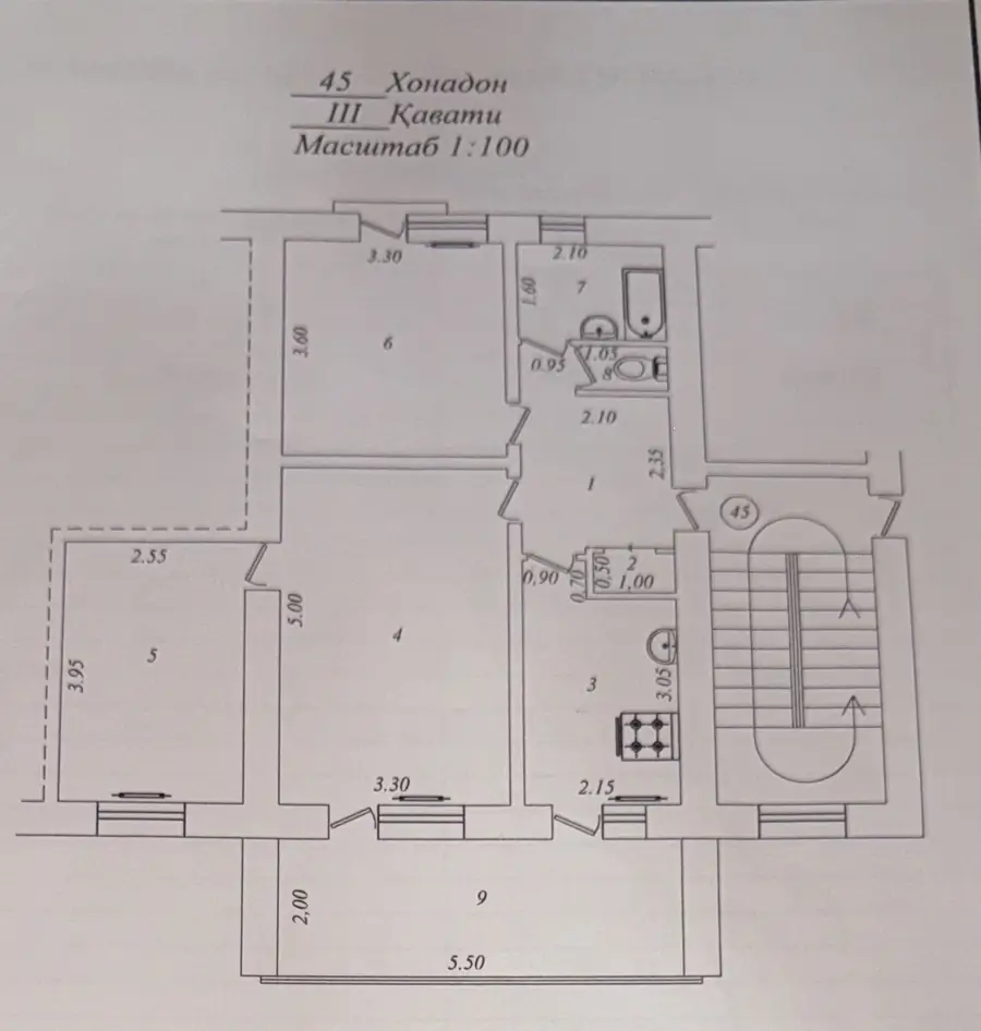 3 xonali kvartira sotiladi − 70 m²
