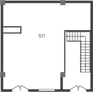 1-комнатная квартира − 57.1 м², 1/9 этаж