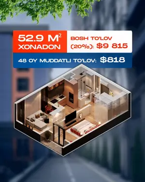 2 xonali kvartira − 76 m², 11/21 qavat