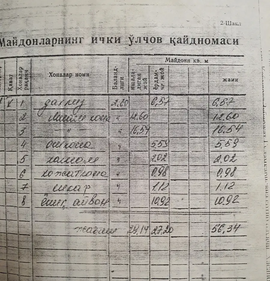 2 xonali kvartira sotiladi − 56 m²