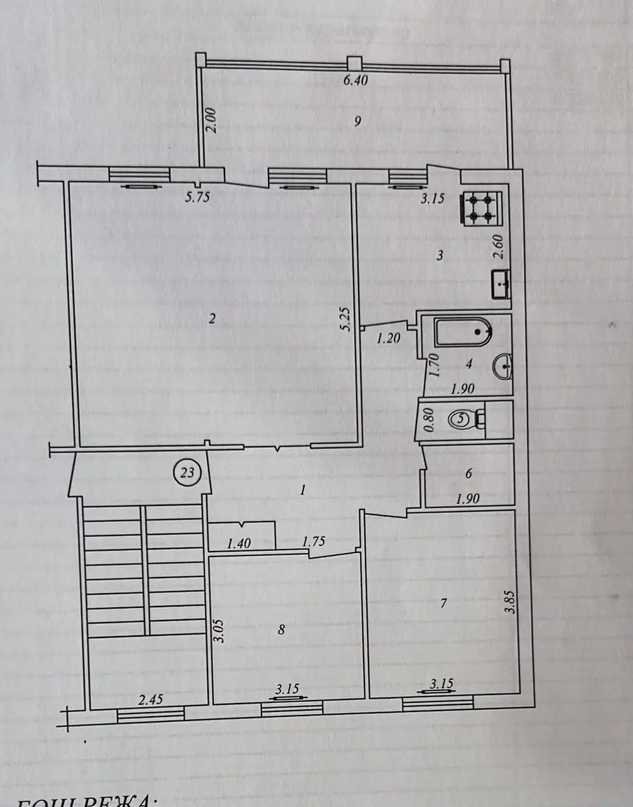 4 xonali kvartira sotiladi − 91.3 m²