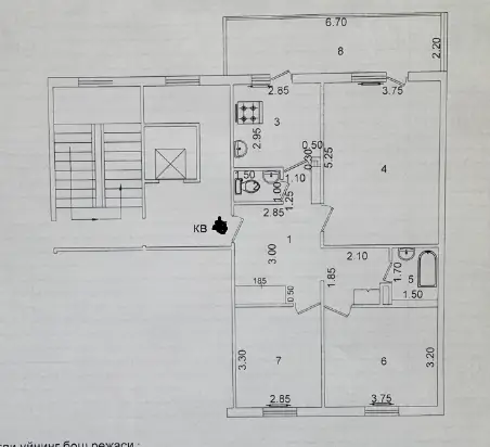 3-комнатная квартира − 80.4 м², 7/9 этаж