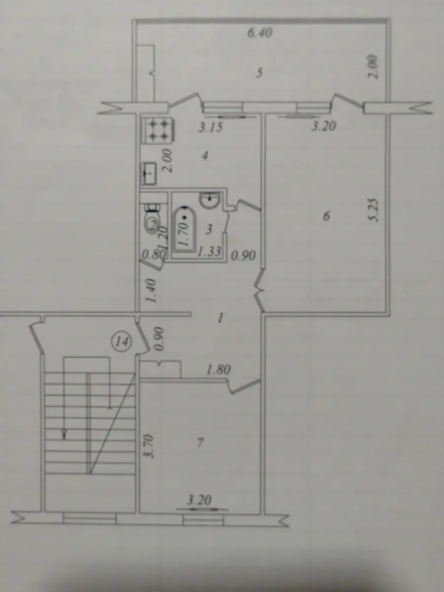 2 xonali kvartira − 62.3 m², 3/4 qavat
