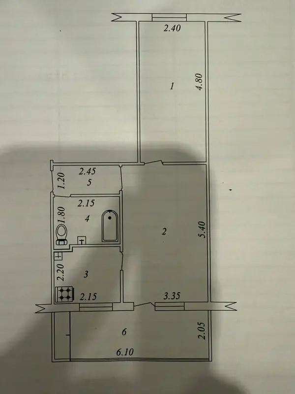 2-комнатная квартира − 53.3 м², 4/4 этаж