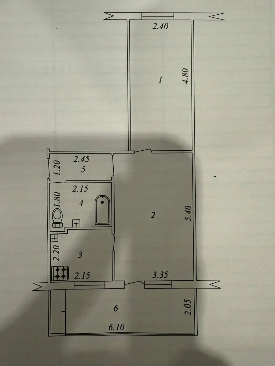 2 xonali kvartira − 53.3 m², 4/4 qavat