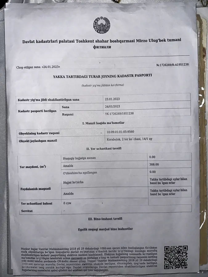 Yer uchastkasi sotiladi − 3.1 sot.