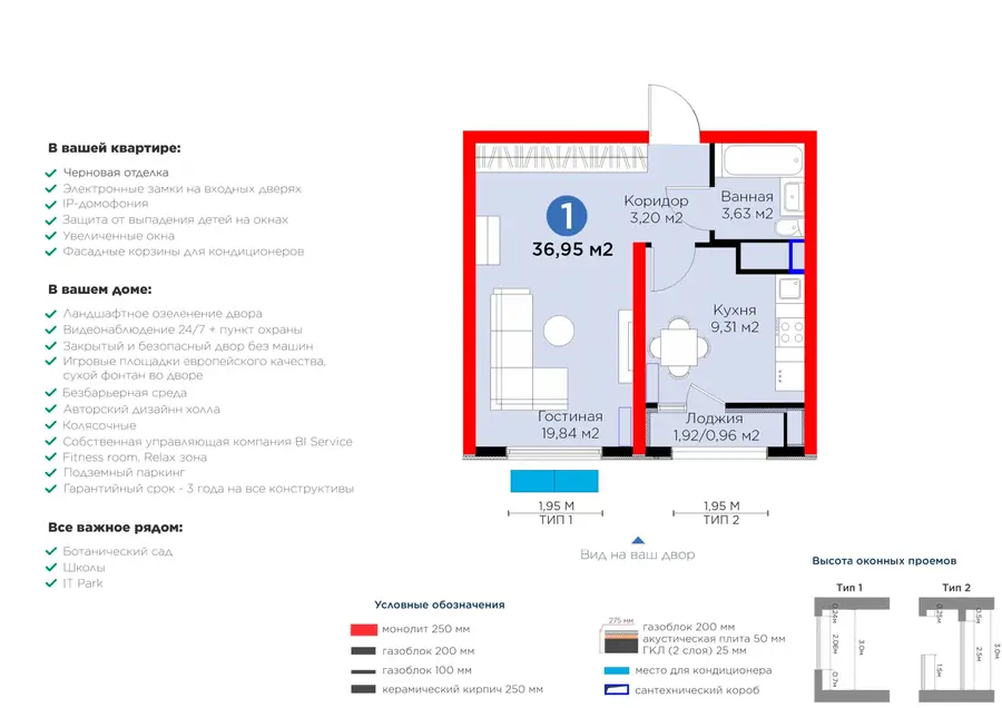 1-комнатная квартира − 37.91 м², 7/16 этаж