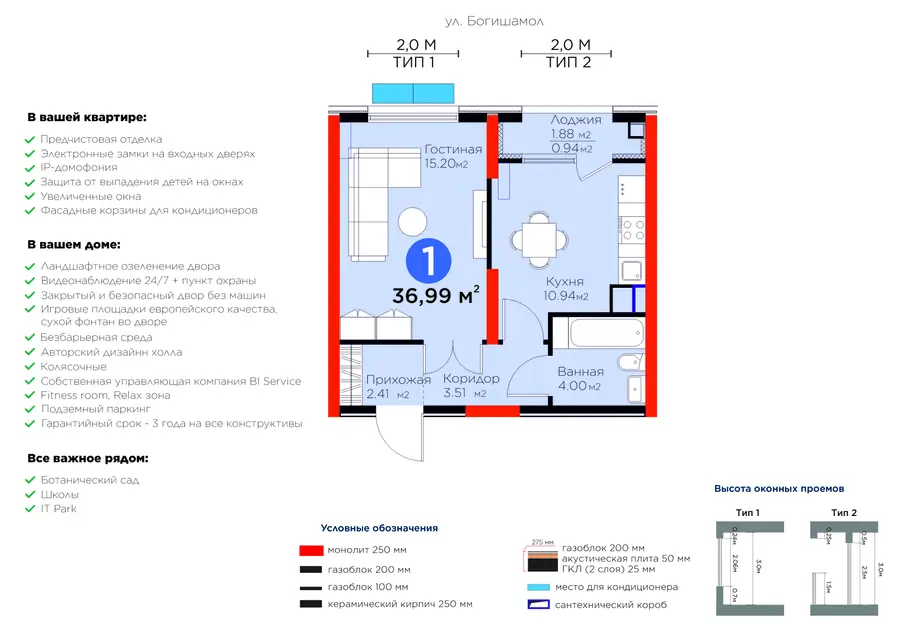1-комнатная квартира − 37.93 м², 3/14 этаж