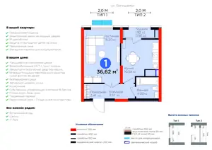 1-комнатная квартира − 37.58 м², 9/14 этаж