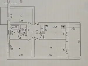 3 xonali kvartira − 82 m², 3/4 qavat