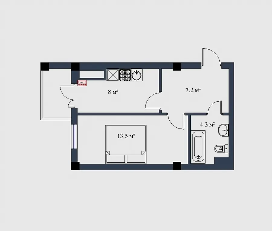 1 xonali kvartira sotiladi − 38 m²