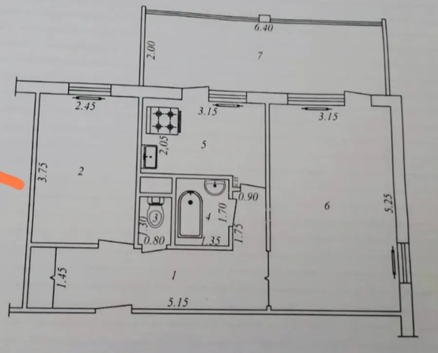 Продается 2-комнатная квартира − 60 м²
