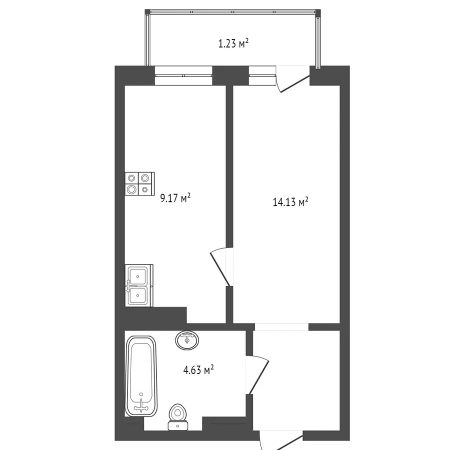 1 xonali kvartira sotiladi − 29 m²