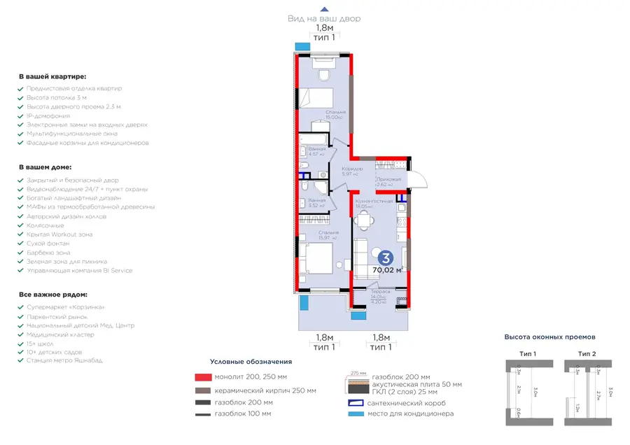 3 xonali kvartira − 79.83 m², 3/9 qavat