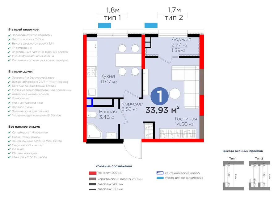 1-комнатная квартира − 35.29 м², 7/9 этаж