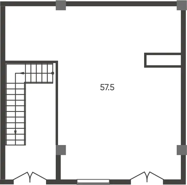 5 dan ortiq xonali kvartira − 57.5 m², 1/9 qavat