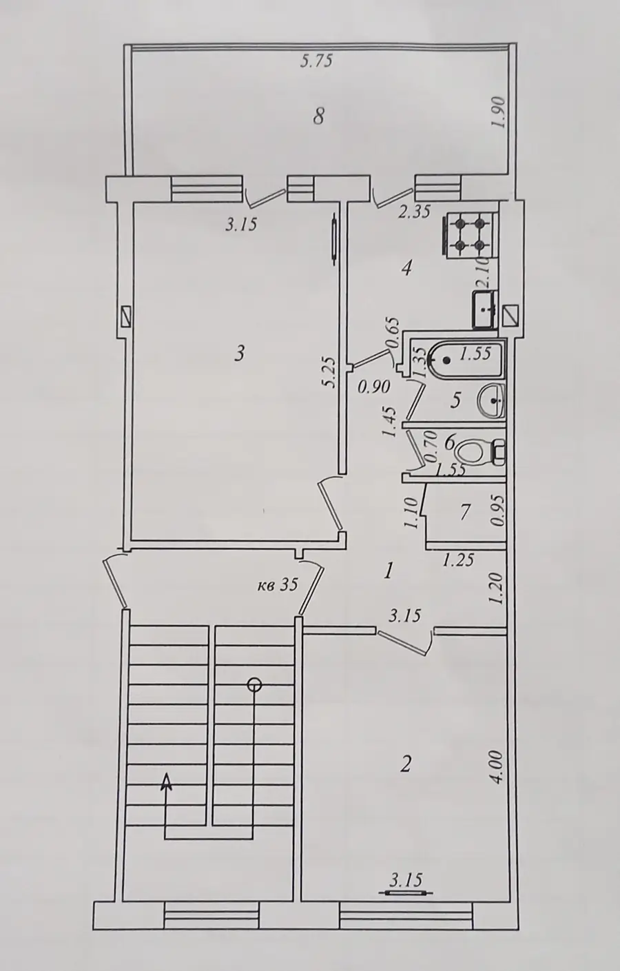 Продается 2-комнатная квартира − 56 м²