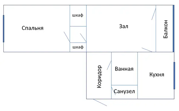 2 xonali kvartira − 70 m², 2/3 qavat