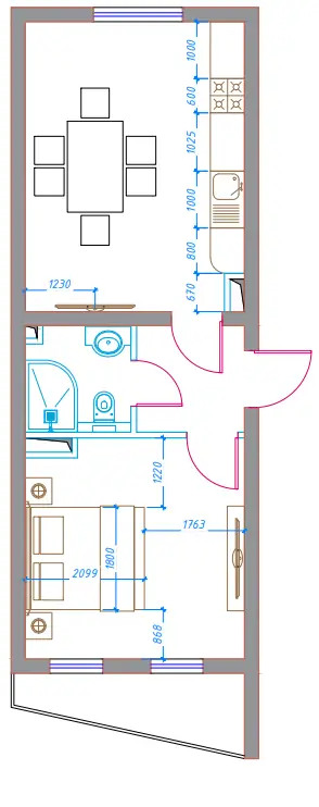 Ijaraga 2 xonali kvartira − 43 m²