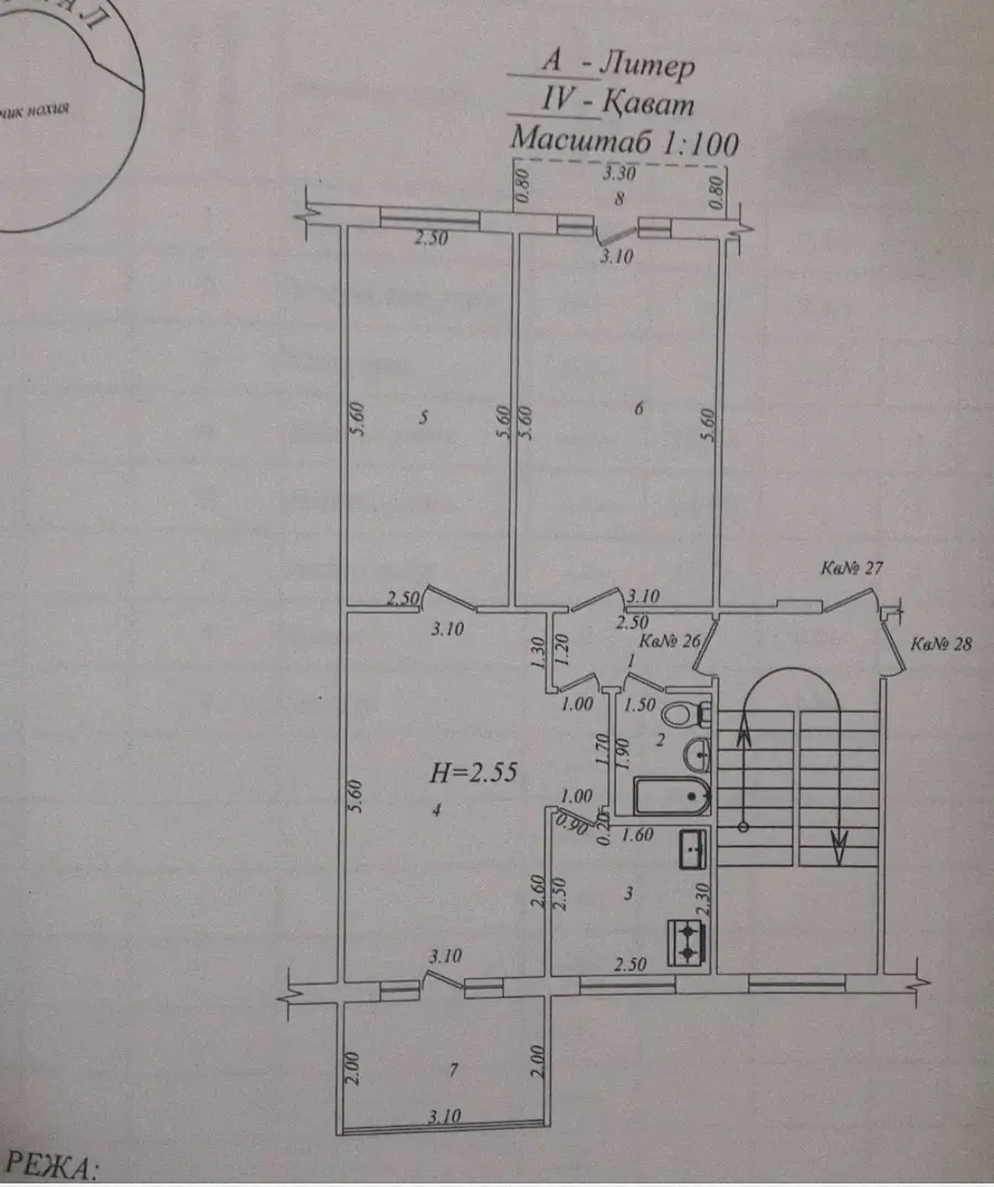 3 xonali kvartira − 72 m², 4/4 qavat