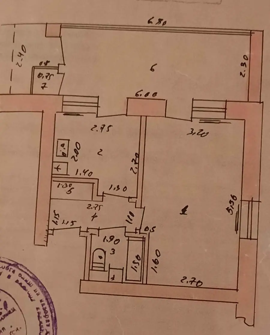 1 xonali kvartira sotiladi − 45 m²