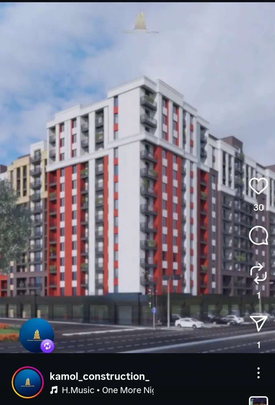 3 xonali kvartira − 74.2 m², 4/12 qavat